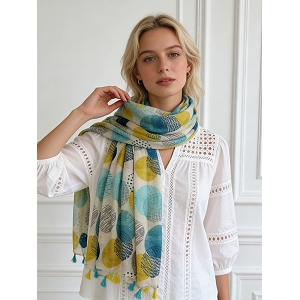  FOULARD ROND POMPOM<br>Vert