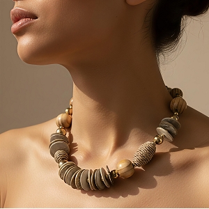  COLLIER EN BOIS<br>Or