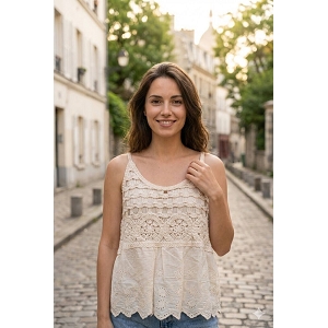 SCARPY CREATION DEBARDEUR BRODERIE<br>Beige