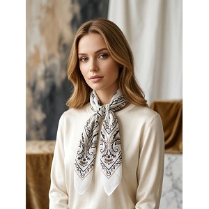  FOULARD CARRE IMPRIME<br>Blanc