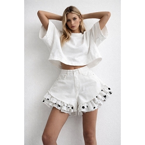  SHORT DENIM LUDIQUE<br>Blanc