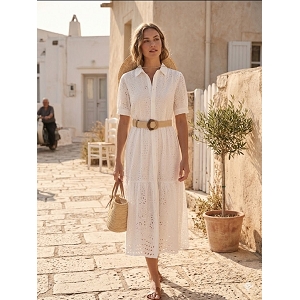  ROBE CHIC CEINTURE<br>Blanc