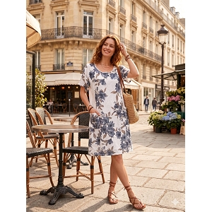  ROBE A FLEUR<br>Bleu