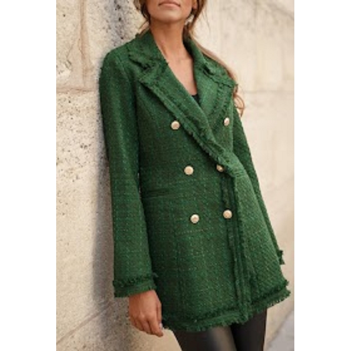 Scarpy creation my veste longue en tweed yl vert