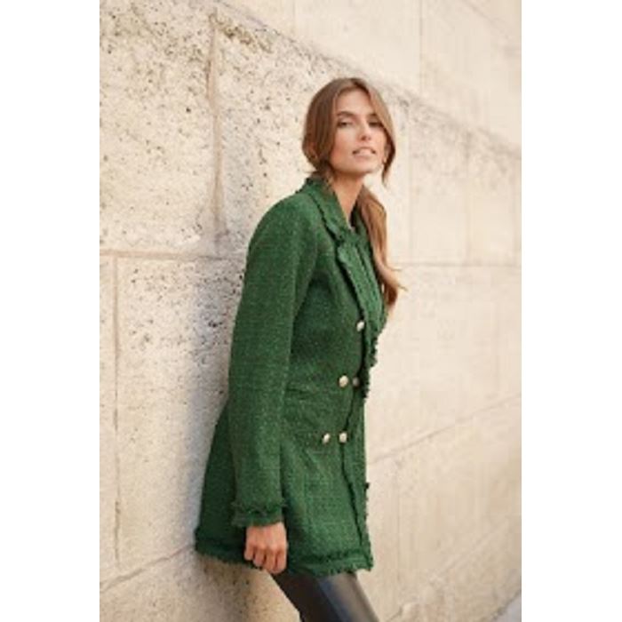 Scarpy creation my veste longue en tweed yl vert1534701_2