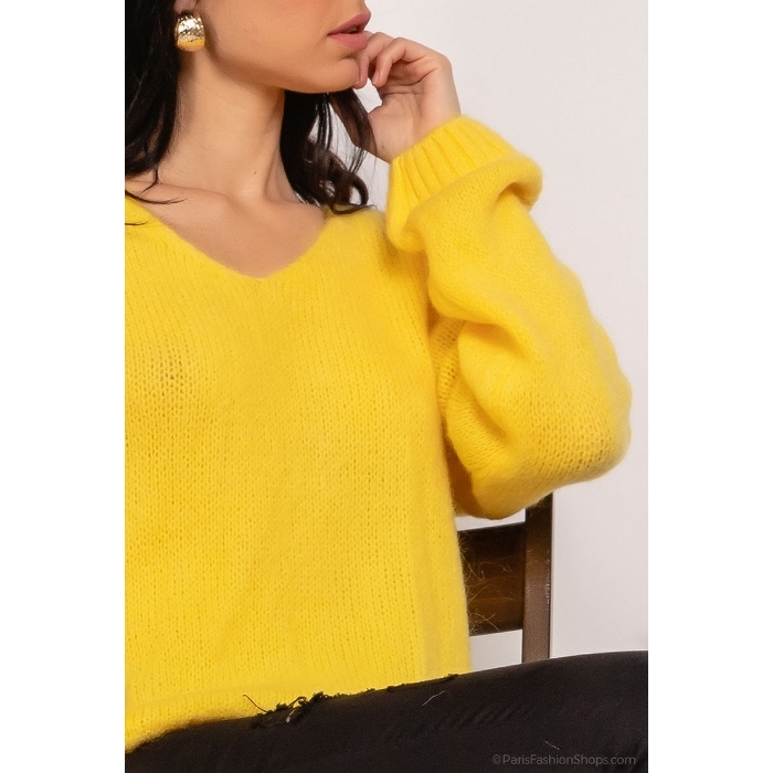 Scarpy creation pull en mohair et laine jaune1537204_3