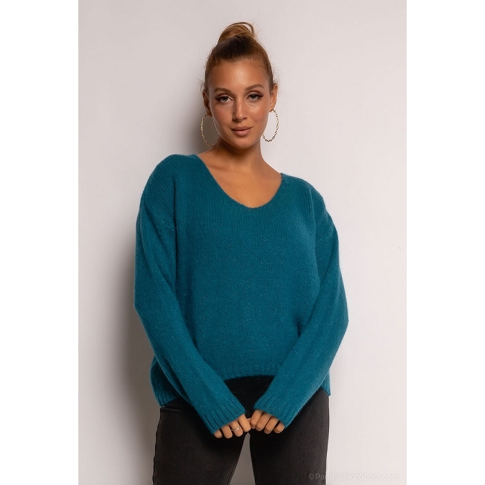 Scarpy creation sensie pull mohair laine bleu