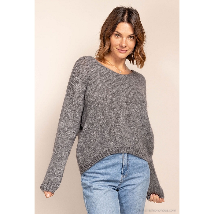 Scarpy creation sensie pull mohair laine gris