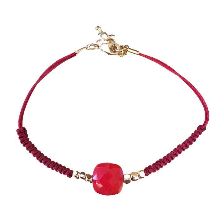 Scarpy creation bracelet cordon pierre rouge
