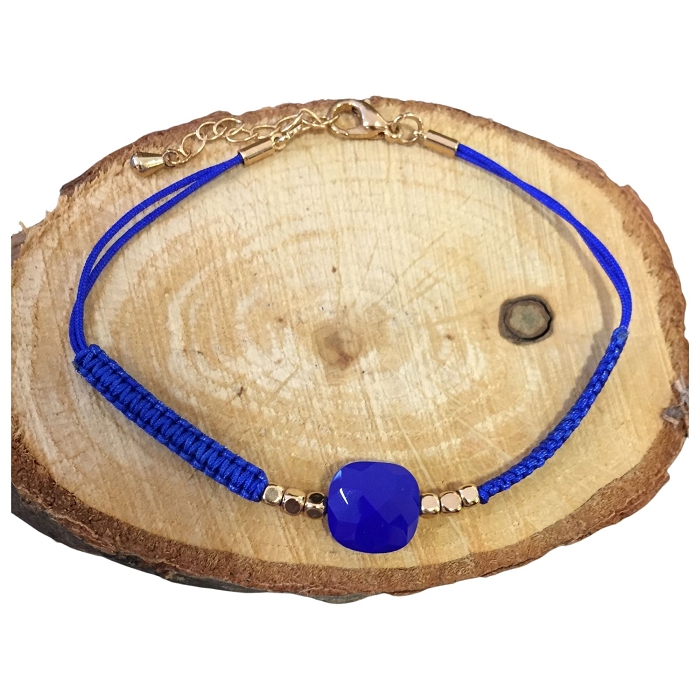 Scarpy creation bracelet cordon pierre bleu