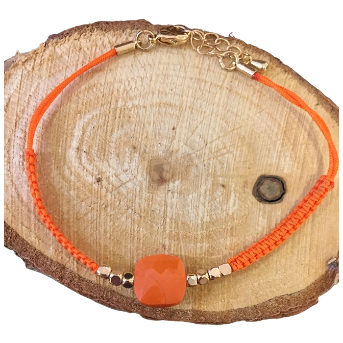 Scarpy creation bracelet cordon pierre orange