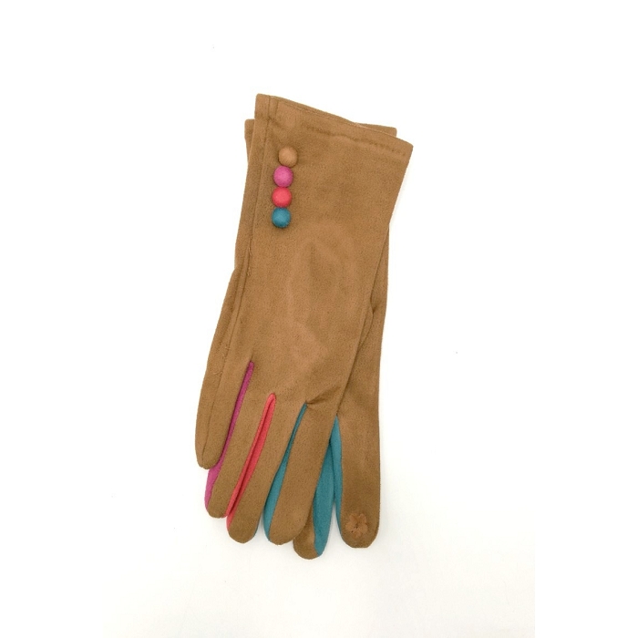 Scarpy creation gants tactiles boutons multicolore naturel