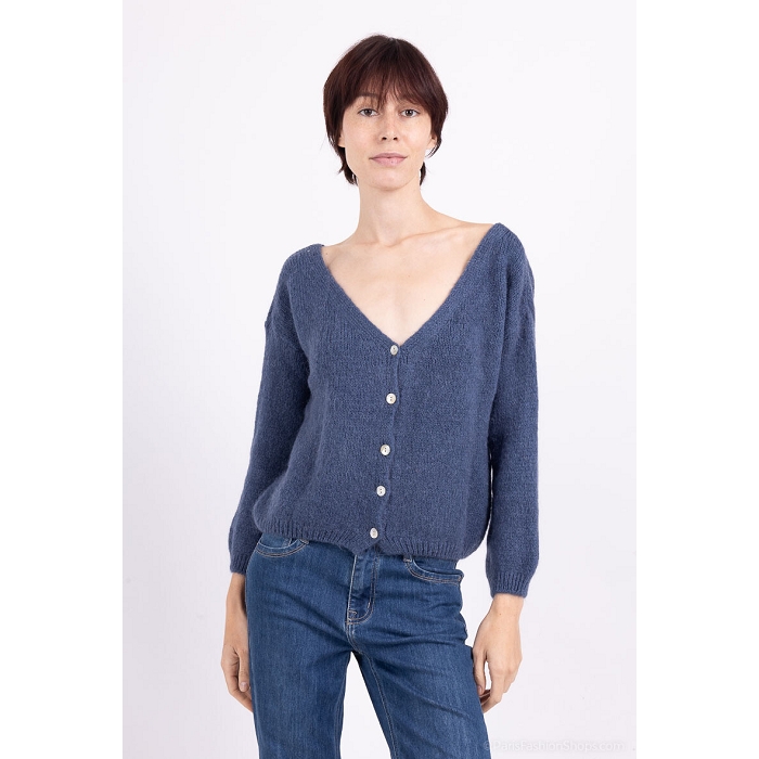 Scarpy creation my gilet mohair laine yl bleu
