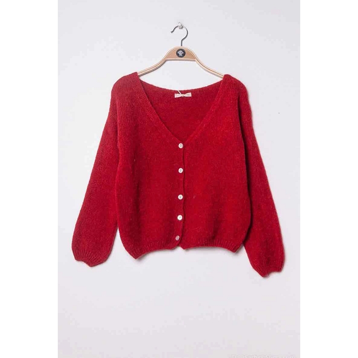 Scarpy creation my gilet mohair laine yl rouge