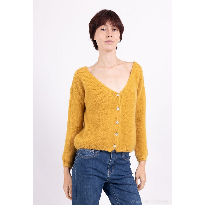 Scarpy creation gilet mohair laine jaune1568018_2