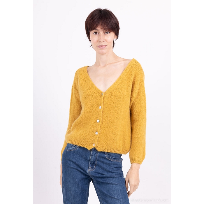 Scarpy creation gilet mohair laine jaune1568018_5