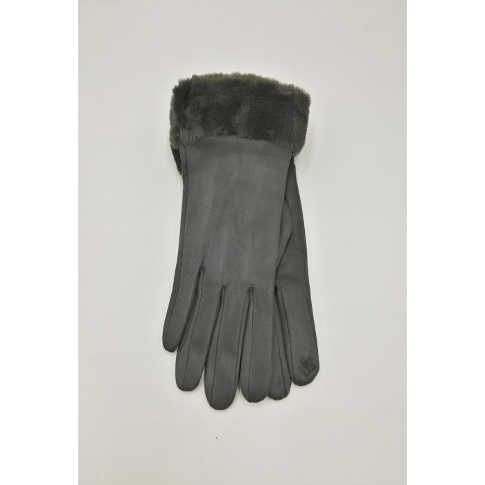 Scarpy creation gants tactiles fausse fourrure gris