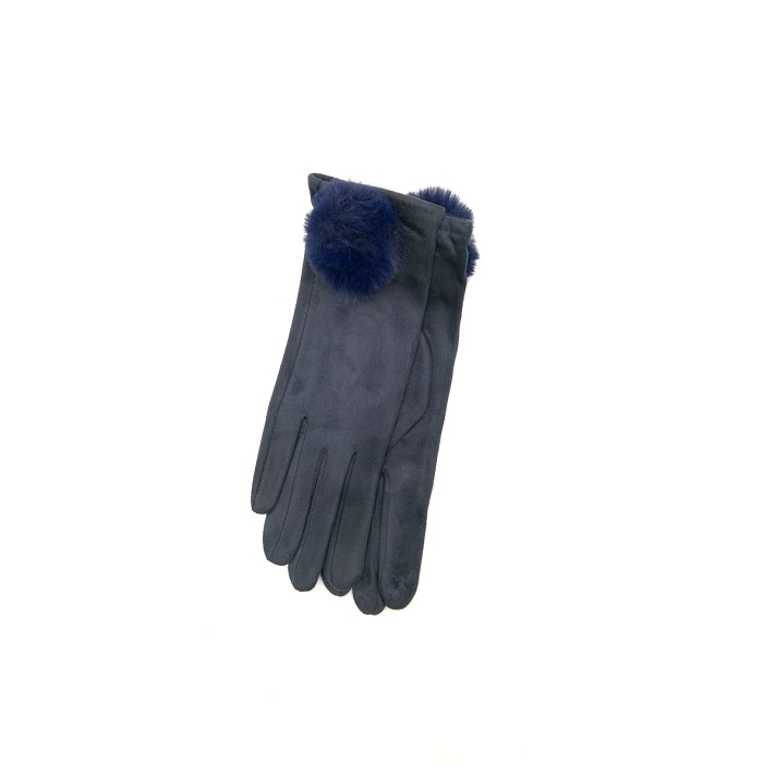 Scarpy creation gants tactiles petits pompons bleu