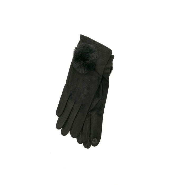 Scarpy creation gants tactiles petits pompons noir