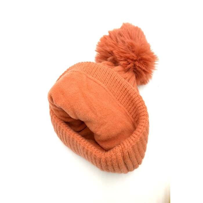 Scarpy creation bonnet pompon motif tricot orange1578005_2