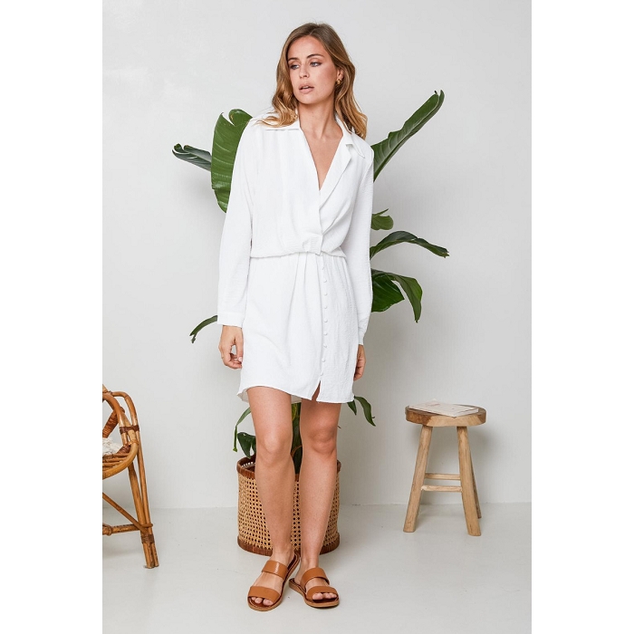 Scarpy creation robe courte manche longue blanc