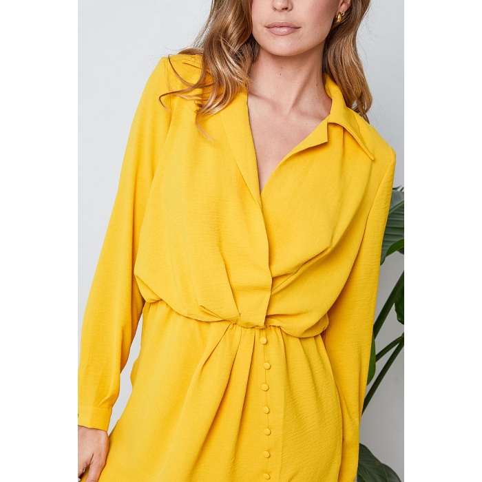 Scarpy creation robe courte manche longue jaune1637303_4