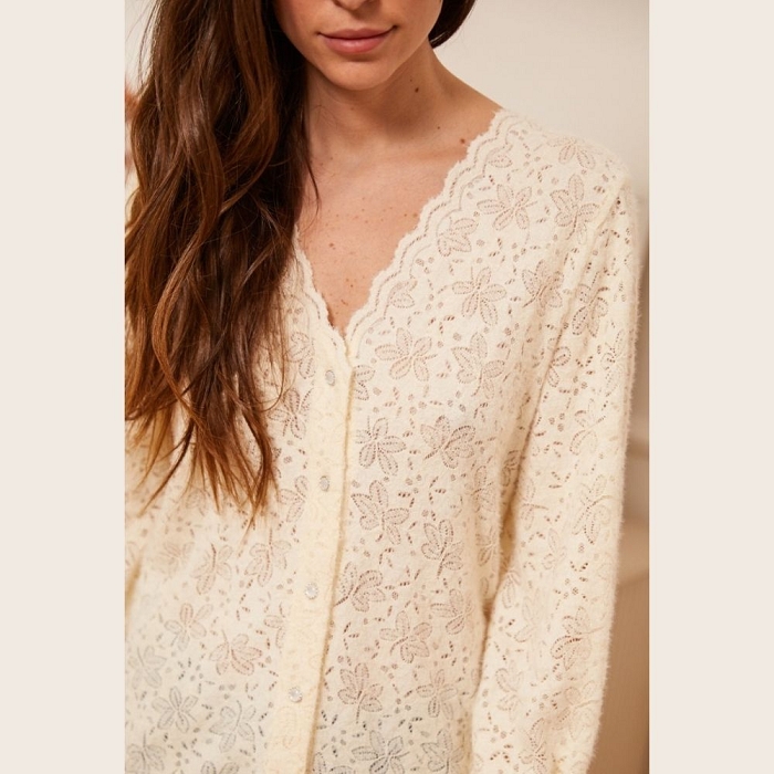 Scarpy creation blouse dentelle boutons dorees beige1638002_3