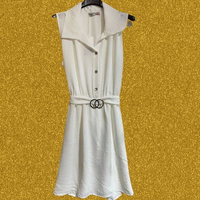 Scarpy creation robe courte a ceinture blanc