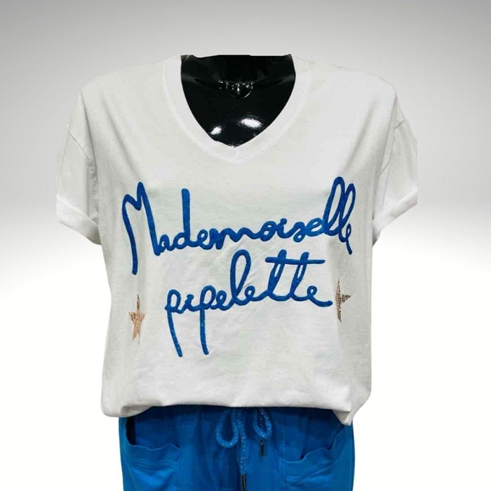 Scarpy creation t shirt mlle pipelette bleu