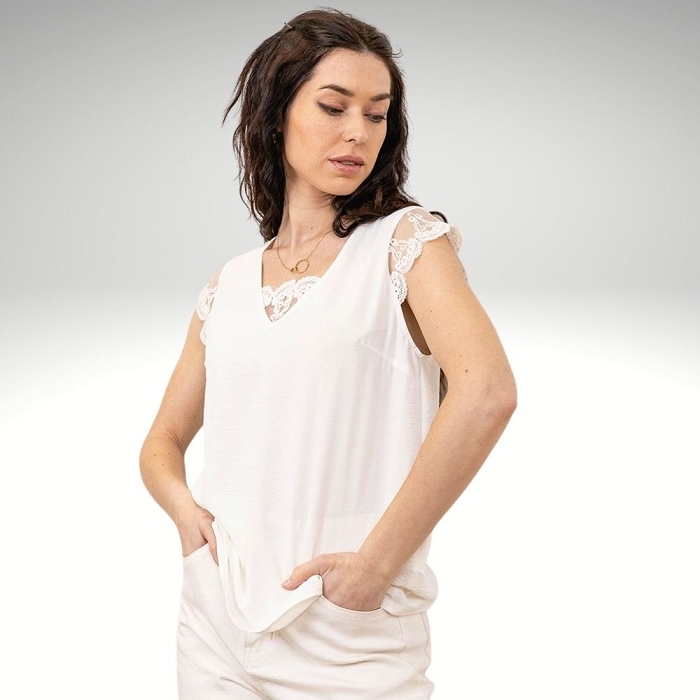 Scarpy creation morgrid blouse dentelles blanc