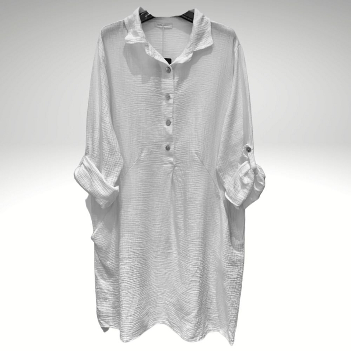 Scarpy creation my precilia robe gaze de coton yl blanc