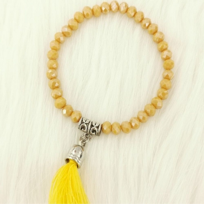 Scarpy creation poupette bracelet pompon jaune