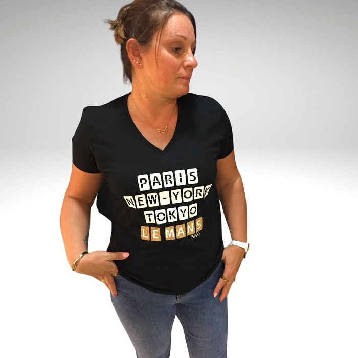 Kapitales my t shirt col v yl bleu
