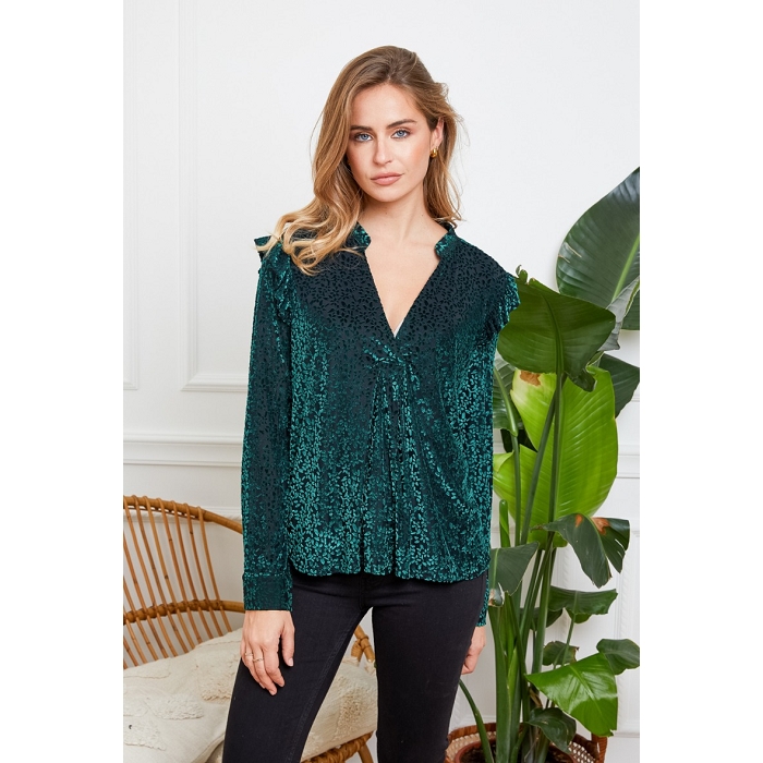Scarpy creation kim blouse velour vert