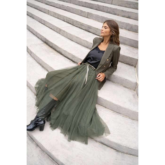 Scarpy creation choky jupe longue en tulle vert3103503_5