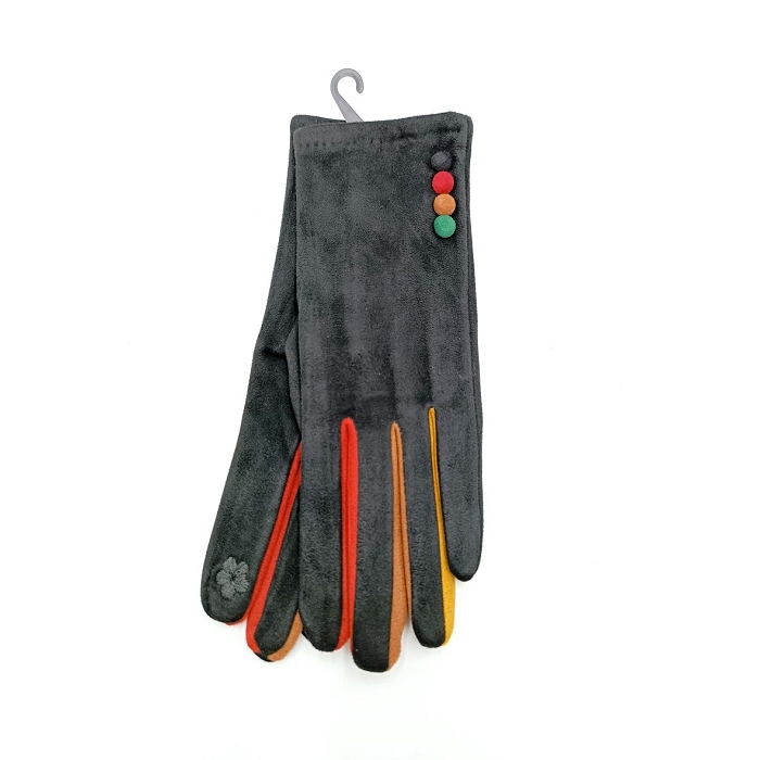 Scarpy creation charmant gants tactiles a pompons noir