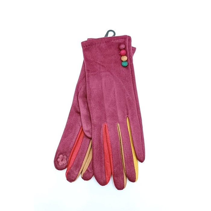 Scarpy creation charmant gants tactiles a pompons rouge