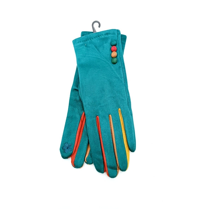 Scarpy creation charmant gants tactiles a pompons bleu