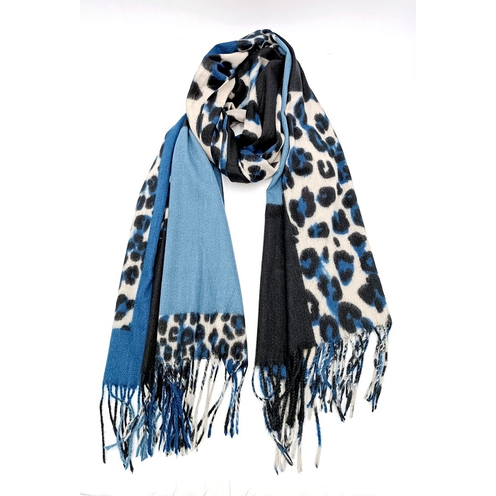 Scarpy creation charmant echarpe motif leopard bleu