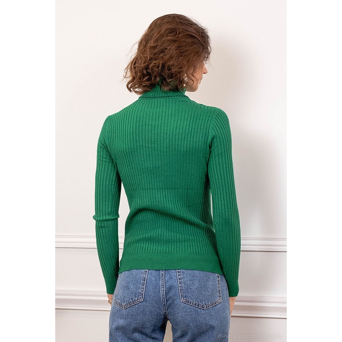 Scarpy creation my diva pull maille cotelee col roule yl vert3703002_4