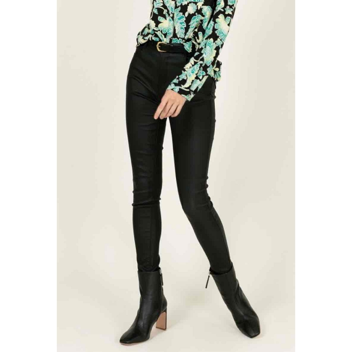 Scarpy creation musy pantalon slim enduit noir3704901_2