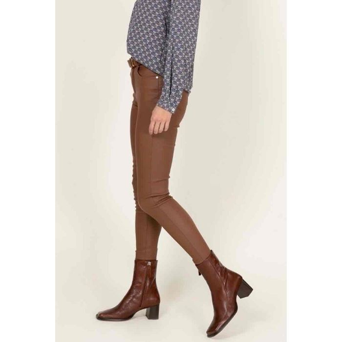 Scarpy creation musy pantalon slim enduit marron