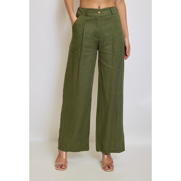 Scarpy creation madi pantalon lin oversize vert