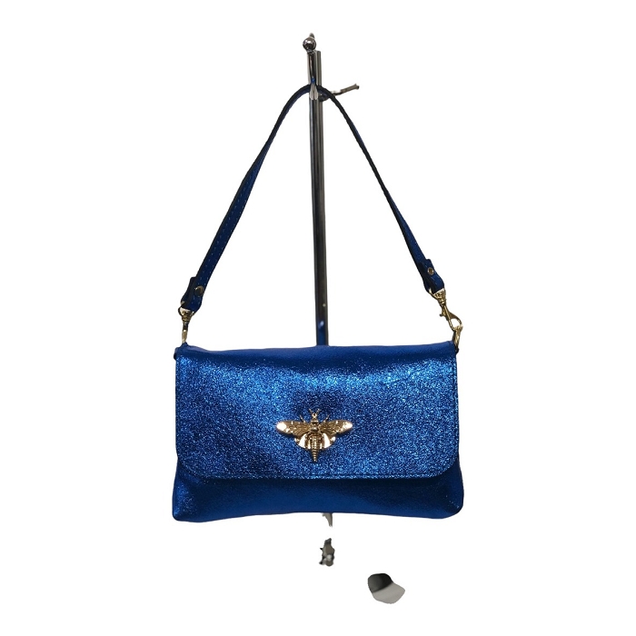 Scarpy creation my pochette abeille cuir nacree yl bleu