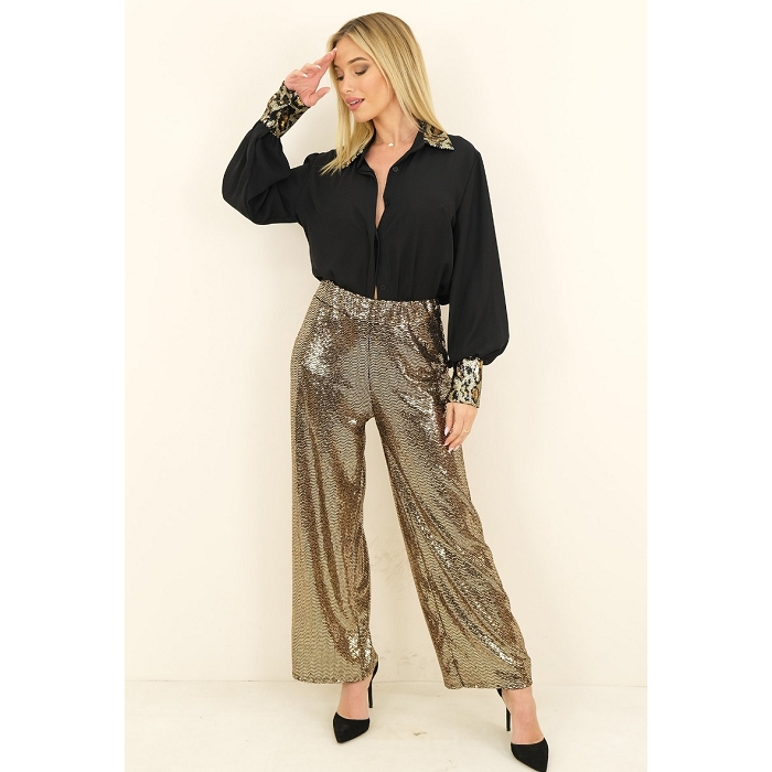 Scarpy creation letizia pantalon sequin or ceinture elestique or