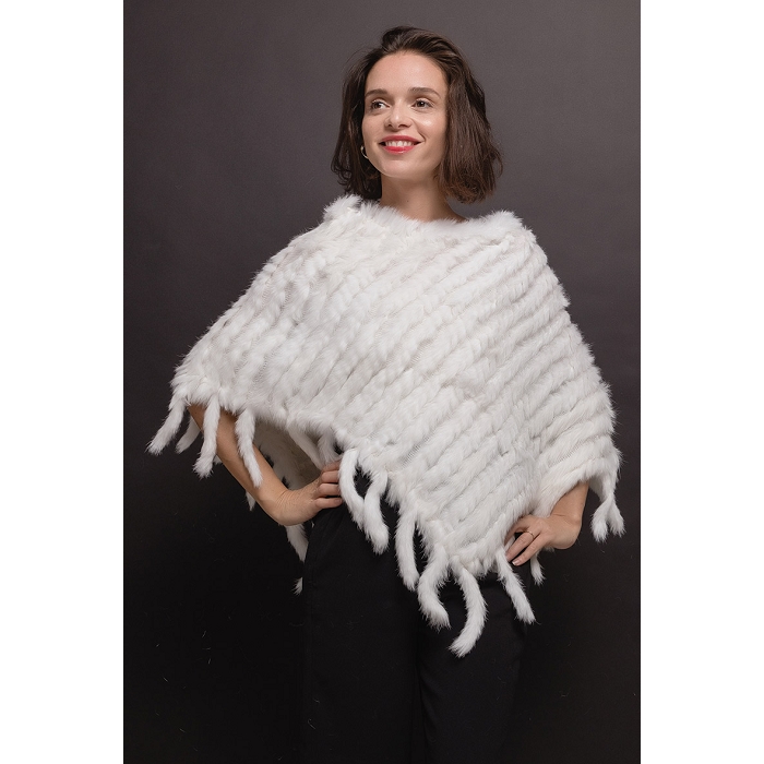 Scarpy creation my chocki poncho vrai fourrure yl beige