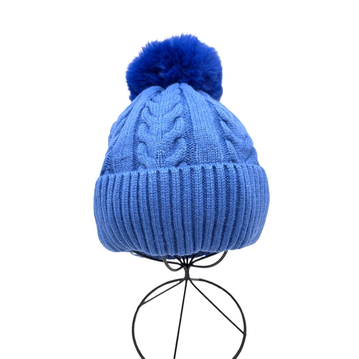 Scarpy creation bonnet pompon amovible revers bleu3733202_2