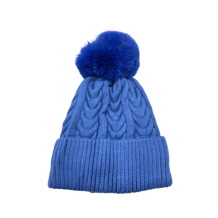 Scarpy creation bonnet pompon amovible revers bleu3733202_4