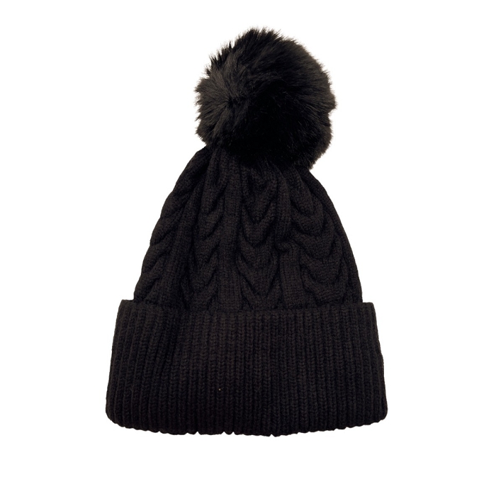 Scarpy creation bonnet pompon amovible revers noir