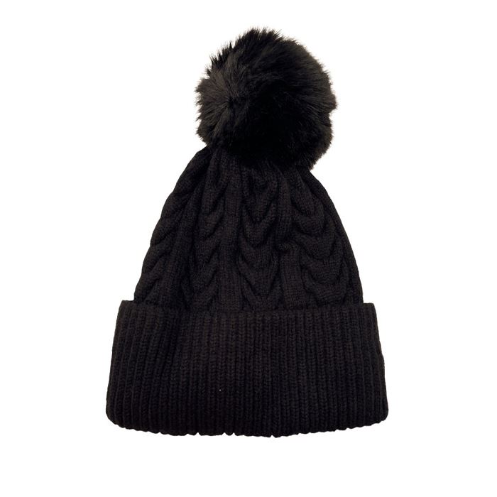 Scarpy creation my bonnet pompon amovible revers yl noir